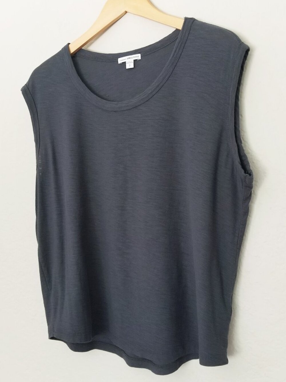 James Perse Women's M Slub Jersey Muscle Tank Top Charcoal Gray Designer $98